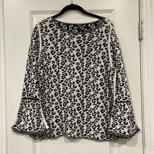 WHBM Reversible Cheetah Sweater with Fluted Cuffs